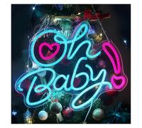 Hanging Art Neon Signs Oh Baby Neon Sign USB Powered Letter Light for Baby Room Bedroom Hotel Wedding Bar Birthday Party 35cm×27.4cm