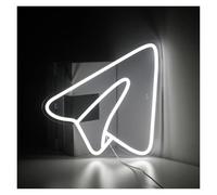 Hanging Art Neon Signs Paper Plane Neon Sign USB Powered Dimmable Aircraft Neon, for Bedroom Shop Home Party Wall Decoration 33cm×35cm