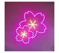 Hanging Art Neon Signs Sakura Neon Sign, Japanese Flower Cherry Blossom Game Room Decor Wall Art, Bedroom Party Decor 38cm(A)