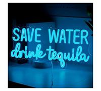 Hanging Art Neon Signs Save Water Drink Tequila Neon Sign LED Light for Game Room Bar Man Cave Pub Business Party Birthday Wall Art Decor 42cmx24cm