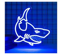Hanging Art Neon Signs Shark Neon Sign USB Powered Dimmable Shark Neon Light, for Bedroom Party Wall Decoration 33.7cm×35cm