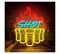 Hanging Art Neon Signs Shot Neon Sign USB Powered Dimmable LED Light for Home Bar Pub Club Bistro Man Cave Restaurant Party Wall Decor 29.5cmx37cm