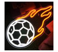 Hanging Art Neon Signs Soccer Neon Sign Dimmable Light USB Powered for Bedroom Bar Party Football Room Club Decor 35cm×26cm