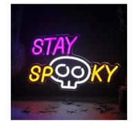 Hanging Art Neon Signs Stay Spooky Neon Sign USB Powered Light for Party Game Room Living Room Dorm Pub Bar Home Decoration 35cm×23cm