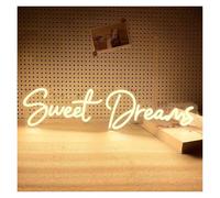 Hanging Art Neon Signs Sweet Dreams Neon Sign Letter Light for Bedroom Living Room Room Wedding Birthday Party Home Wall Art Decor 42cmx12cm(Warm White)