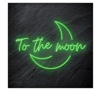 Hanging Art Neon Signs to The Moon Neon Sign USB Powered Dimmable, for Bedroom Shop Library Party Wall Decoration 28cm×40cm(Green)