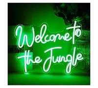 Hanging Art Neon Signs Welcome to Jungle Neon Sign USB Powered Night Light Dimmable, for Bedroom Home Bars Wall Decoration 32cm×39cm(Green)