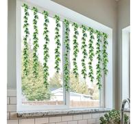Hanging Artificial Ivy Vine PVC Wall Decor Green Leaf Garland Peel and Stick DIY Hanging Clings for Window Door Fence Living Room Home Decor (Green)