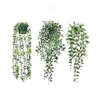 Hanging Artificial Plants Artificial Monstera Tree Leaf Bean Pod Potted Plant Hanging Greenery Plastic Potted Landscape Home Outdoor Decor(Color-7)
