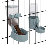 Hanging Auto Food Water Dispenser, Pet Cage Automatic Feeder 1L Food Dispenser and 17oz Waterer, Hanging Bottle Bowl Set for Rabbit Cat Small Dog Ferret Puppy