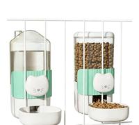 Hanging Automatic Cat Feeder and Water Dispenser Set, Gravity Pet Food & Water Bowl for Wire Cage, No-Spill Pet Feeding Station for Small Dogs Rabbits (Green)