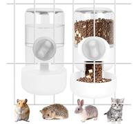 Hanging Automatic Pet Food Water Dispenser Set,Gravity Feeder Food Dispenser,Suitable for Caged Rabbits, Cats, Guinea Pigs Ferret, Dutch Pigs, Puppies, etc., Gray