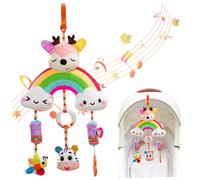 Hanging Baby Toys, Cute Cartoon Calming Stroller Toys with Bells & Teether, Colorful Companion Baby Gifts for Car, Crib, Home, Style-1
