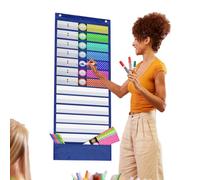 Hanging Bag for Programme - Pocket Chart in Oxford Fabric | Colourful Design Daily Time 33 x 90 cm | Helps Children Organize and Plan Learning Activities