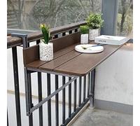 Hanging Balcony Folding Table Adjustable Wooden-Look Laptop Desk Bar Railing Dining Table Garden Terrace Furniture Space-Saving Outdoor Table for Small Balconies
