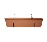 Hanging Balcony Planter Box with Hooks - Long Plastic Flower Pot for Railings & Fences, Weather-Resistant Outdoor Garden & Indoor Use (Terracotta, L60cm x W18cm x H14cm)