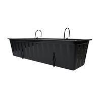 Hanging Balcony Planter Box with Hooks - Long Plastic Flower Pot for Railings & Fences, Weather-Resistant Outdoor Garden & Indoor Use (Anthracite, L60cm x W18cm x H14cm)