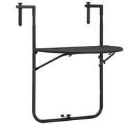 Hanging Balcony Table Brown 60x64x83.5cm Plastic Steel Folding Rattan Adjustable
