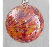 Hanging Ball Colourful Glass Ball Ornament Yellow Orange Red Window Decoration Mouth-Blown Crystal Glass Diameter Approx. 8 cm Oberstdorfer Glashütte
