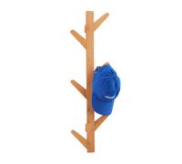 Hanging bamboo coat rack Towel Hook Bar 6 Hooks Easy Mount Bamboo Wall Hook Rack