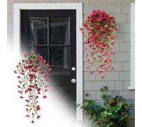 hanging basket,artificial flowers,SpringBloom - Realistic Artificial Hanging Flowers for Outdoor Porch & Garden, UV-Proof Silk Faux Botanicals with Adjustable Stems, All-Season Decoration