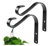Hanging Basket Bracket 2Pcs Heavy Duty Hanging Basket Hooks Outdoor Indoor Plant Wall Brackets for Suspended Plants, Baskets, Wind Chime, Bird Feeder, Bird House(Black)