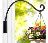 Hanging Basket Bracket ｜ Hand-Forged Heavy Duty Plant Hook Hanger (22"/Black) Durable and Stable Outdoor Plant Hanger, Hanging Plant Bracket