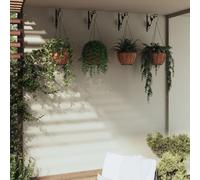 Hanging basket brackets with planters 4pc Black 30x52cm coconut fibre heavy-duty
