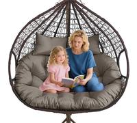 Hanging Basket Chair Cush for 2-Person Wicker Rattan Hammock, 59x43/67x47 Swing Replacement, Washable, Sun-Resint, table Outdoor Seating