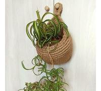 Hanging Basket, Hanging Wall Vegetable Fruit Baskets, Woven Kitchen Storage Basket, Jute Eco Hanging Basket Cotton Rope, A (W14X H15 X20cm）