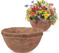 Hanging Basket Liner, 2/4 Pack Natural Coco Fiber Liners for Round and Trough Baskets Liner - 10/12/14/16/18 inch Sizes - Indoor Outdoor Garden Porch & Balcony Planter Liner Replacement (2, 14 inch)