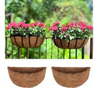 Hanging Basket Liner - Natural Coco Coir For Half Round Baskets | Trough Replacement Liner For Wall Mounted Planters | Indoor Outdoor Porch