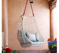 Hanging Basket Outdoor Hanging Chair, Nordic Swing Rocking Chair, Wicker Rattan Swing with Wear-resistant Cushion, Garden View (WHITE)