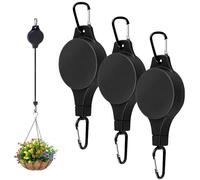 Hanging Basket Pulley, Adjustable Retractable Plant Hanger Hook for Bird Feeders & Hanging Baskets, Pull Down Rise and Fall Plant Pulley System for Garden & Home Use (3PCS)