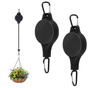 Hanging Basket Pulley, Plant Hangers Outdoor, Adjustable Retractable Heavy Duty Plant Hanger Hook, Adjustable Pull Down Gravity Hook, for Hanging Plants Easy Watering & Maintenance (2pcs)