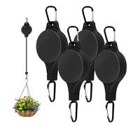 Hanging Basket Pulley, Plant Hangers Outdoor, Adjustable Retractable Heavy Duty Plant Hanger Hook, Adjustable Pull Down Gravity Hook, for Hanging Plants Easy Watering & Maintenance (4pcs)
