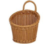 Hanging Baskets with Handle, Woven Wicker Wall Baskets, Small Hanging Wicker Baskets, Round Hanging Wall Basket for Organizing Home Office Style 2 Small Hanging Basket Hanging Wicker Baskets fo