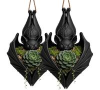 Hanging Bat Planter Pot, Gothic Flower Basket for Succulents (2pcs)
