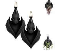 Hanging Bat Planter Pot, Gothic Hanging Planters for Indoor Plants, Halloween Hanging Planter Wall Decor, 3D-Printed Bat Hanger Holder for Succulents Vines, Halloween Decor，2PC