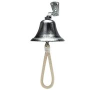Hanging Bell Dinner Bell Outdoor Bell Bracket Mount Wall Bell Indoor Rope Bell Ship/Boat/Nautical/Door/School/Reception/Home/Church Bell(Retro Sliver)
