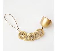 Hanging Bell for Door Chinese Feng Shui Bell with 5 Coins for Wealth and Healthy Good Luck Home Hanging Pendant Wind Chime