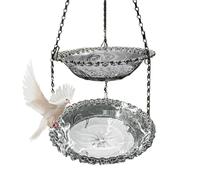 Hanging Bird Bath, Small Outdoor/Indoor Drinking and Feeding Pool, Multi-Use Cage Accessory and Garden Décor for Yard, Patio, Deck, Pavilion, and Trellis, 9.25x9.25x2.17 inches, Single Layer