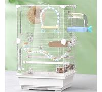 Hanging Bird Cage, Cockatiel Cage Can Be Divided Into Areas, Left and Right Ports, Canary Cage for Bedroom, Living Room, Balcony(White)