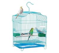 Hanging Bird Cage Small Bird Travel Cage metal Flight Cage Removable ABS Tray Parrot Cage Ventilation Safe Panorama Bird Aviary(Blu)