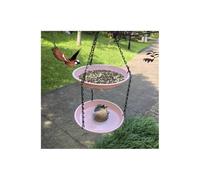 Hanging Bird Feeder Double Layer Bird Feeder, Outdoor Hanging, Water Feeding Dual-use Tree Garden Balcony(Pink)
