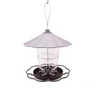 Hanging Bird Feeder For Outside With Rainproof Drainage Design, Large Capacity 40Oz Clear Plastic Container For Garden Wildlife Watching(Gray)