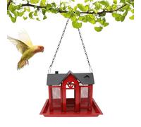 Hanging Bird Feeder Metal Wild Feeders for Outdoors with Triple Feeders Large Capacity, Solar House Hanging Weatherproof Durable, Cardinal Birdfeeder Birdhouses(Red) (Red)