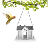 Hanging Bird Feeder Metal Wild Feeders for Outdoors with Triple Feeders Large Capacity, Solar House Hanging Weatherproof Durable, Cardinal Birdfeeder Birdhouses(Red) (White)