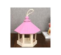 Hanging Bird Feeder Outdoor Balcony Hanging Bird Watching Solid Wood Feeders, Courtyard, Parrots, Pets(Pink)