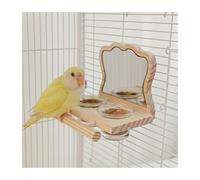 Hanging Bird Feeder Parrot Mirror, Food Box, Standing Pole, Birdcage Supplies, Decorative Bird Toys, Feeders, Bowls(Clear)